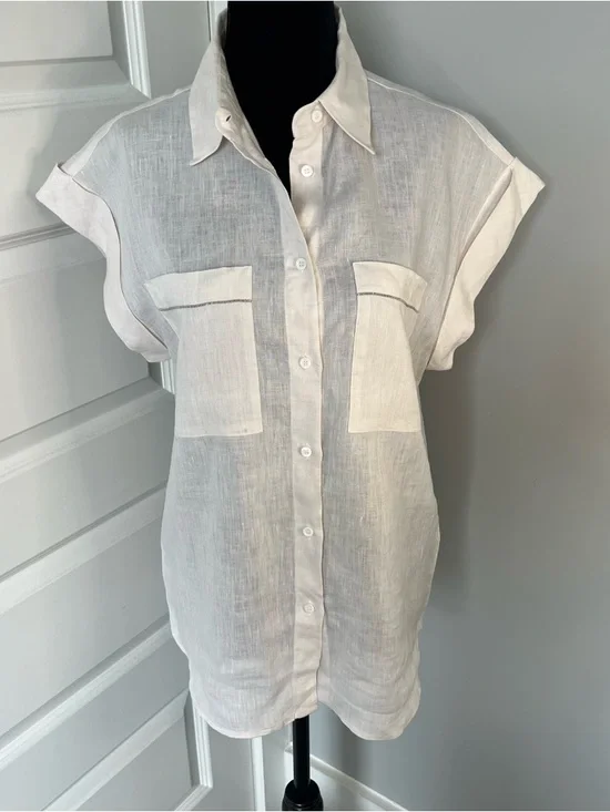 Peserico 100% Italian Linen Sleeveless Shirt - Picture 2 of 12